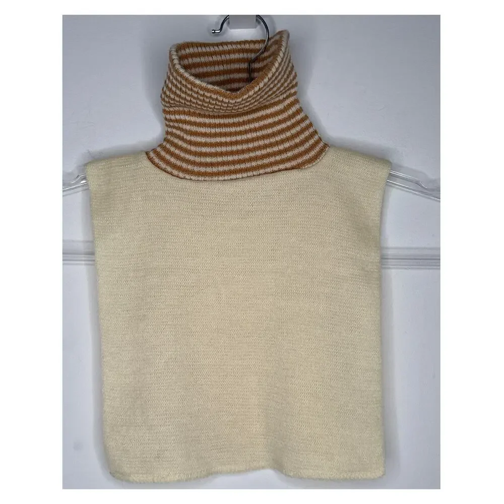 Vintage 1970s Cream & Camel Turtleneck Dickey Faux Sweater Insert